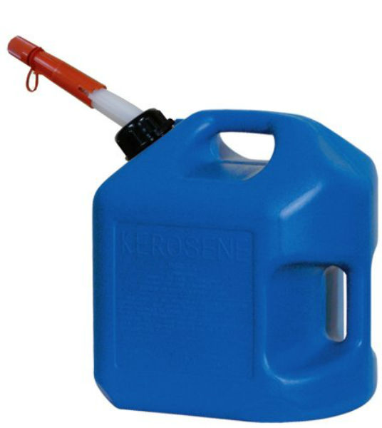 Midwest Can 7600 Plastic Kerosene Can with Shut Off Spout, Blue, 5-Gallon
