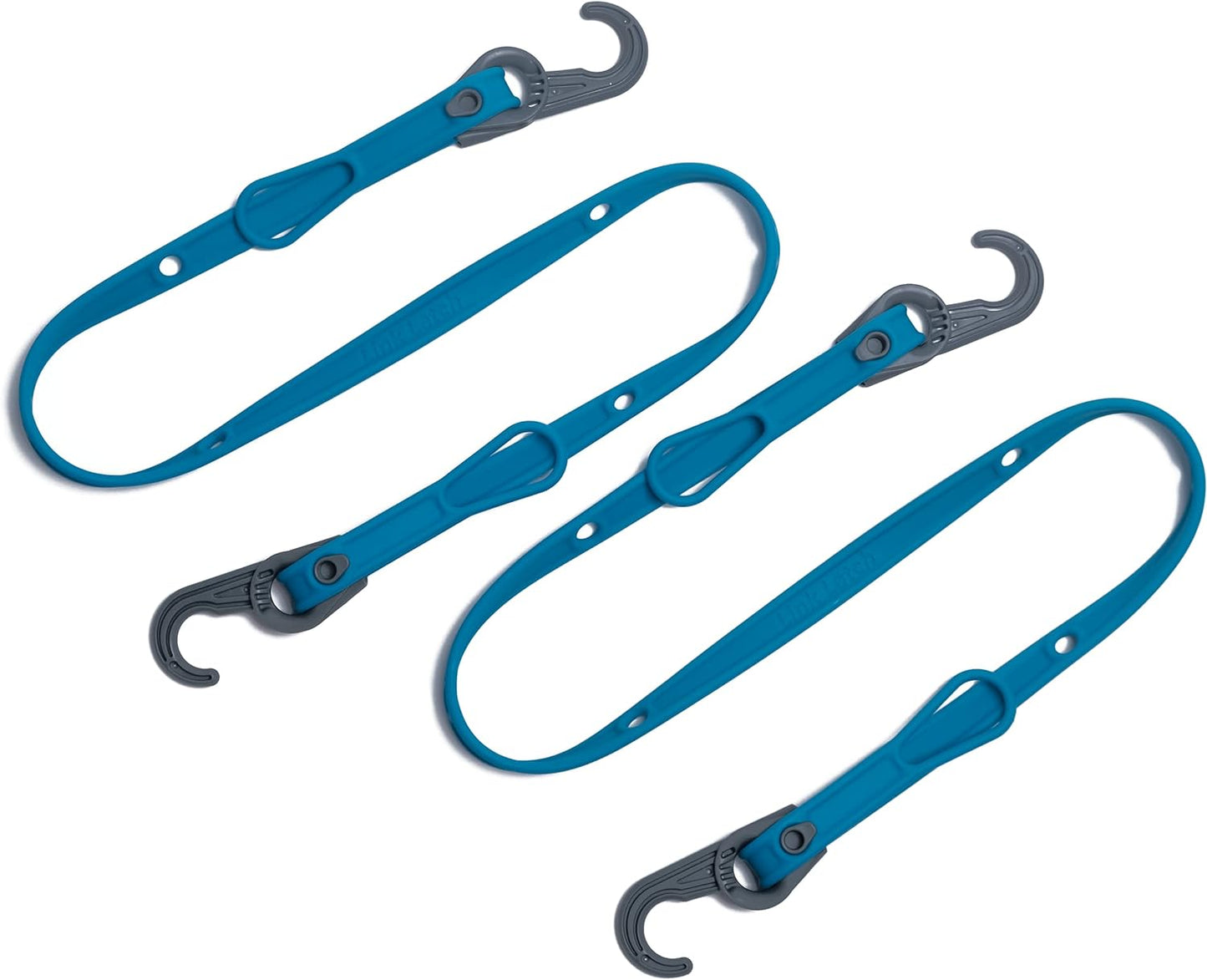 Link Latch Multi-Configuration Adjustable Bungee Cords with Hooks - Flat Silicone Bungee Straps with Hooks - Expandable 8"-36" Bungee Tie Down Fastening System (2-Pack)