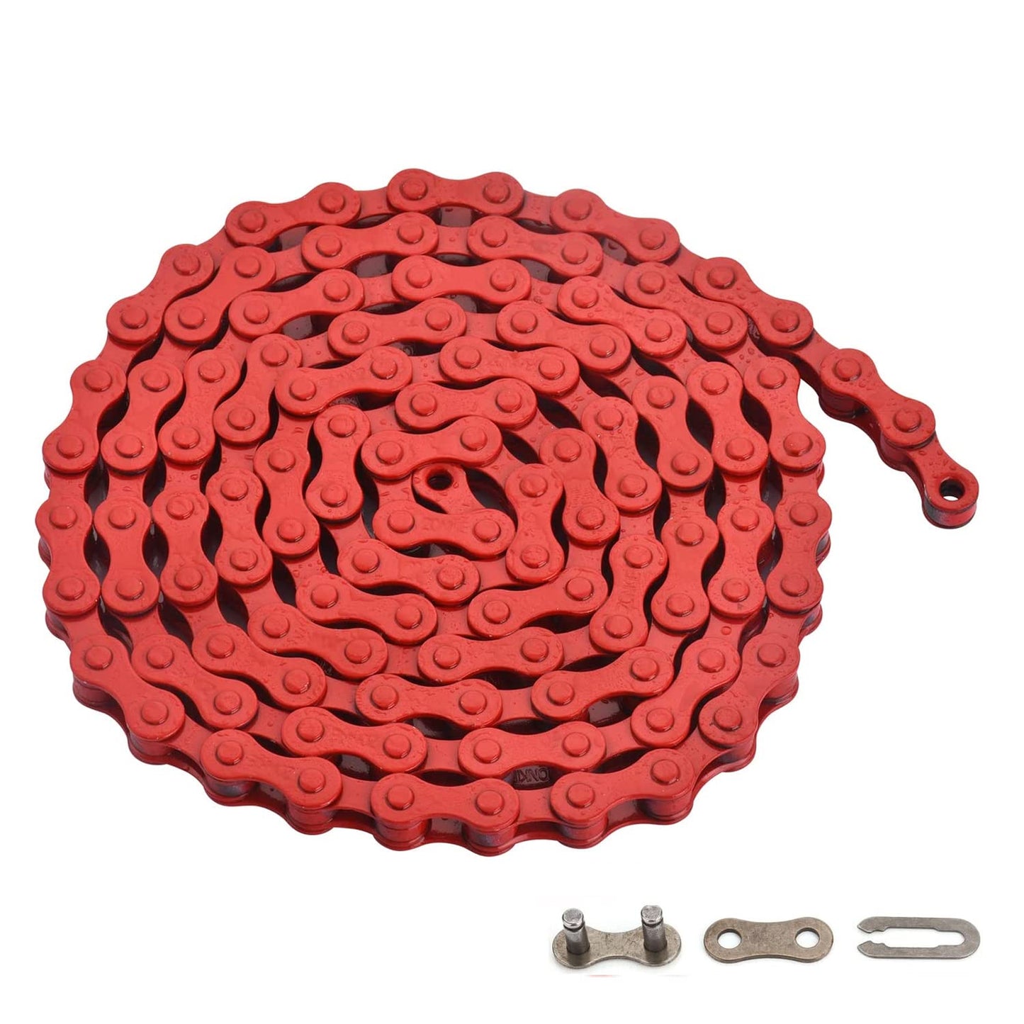 Single-Speed Bicycle Chain, 1-Speed Bike Chain, Multicolour, 1/2 x 1/8 Inch, 116 Links (116L, Red, 1)
