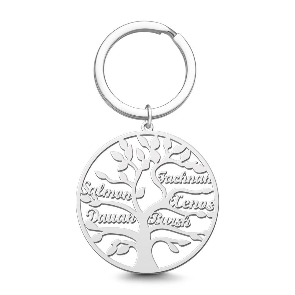 Name Keychain Family Tree Keychain Gifts for Women Rose Gold Plated 1-9 Names