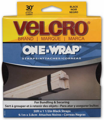 Velcro Brand 91372 One-Wrap Adjustable Reusable Strap Roll, Black, 1.5" x 30'