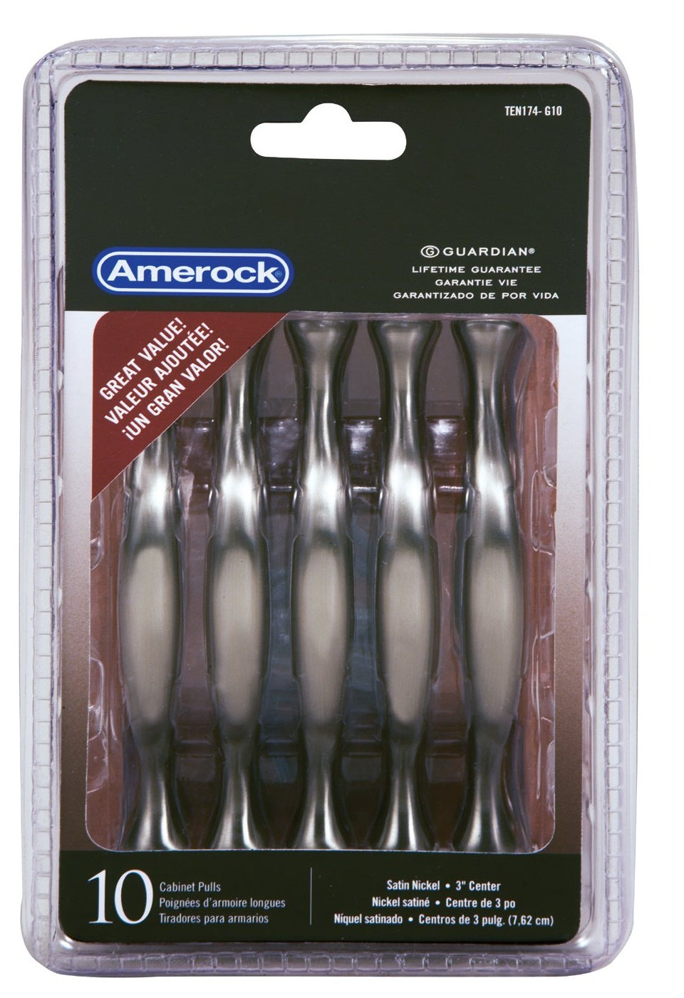 Amerock TEN174G10 Allison Cabinet Pull Set,  Satin Nickel, 10 Piece