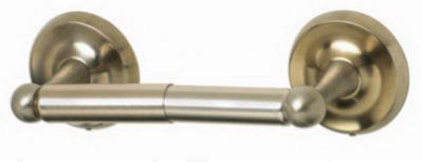 HomePointe 623944HP Brass Base Rounded Toilet Paper Holder, PVD Brushed Nickel