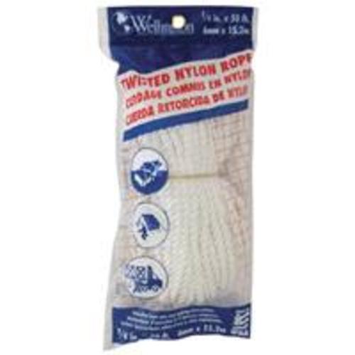 Wellington 16357 Twisted Nylon Rope, 1/4X100'