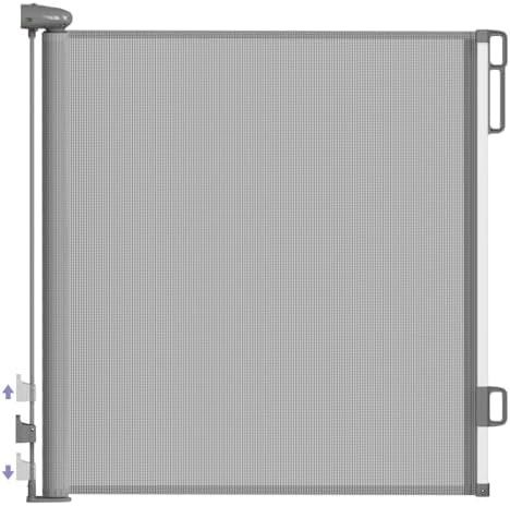 Retractable Baby Gates Extra Wide Grey, PRObebi Retractable Dog Gate Extends to 55" Wide 34" Tall, Dog Gates for The House, Mesh Baby Gate for Staris, Hallways, Doorways, Outdoor & Indoor (Grey)