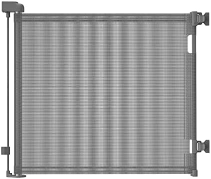 dearlomum Retractable Baby Gate,Mesh Baby Gate or Mesh Dog Gate,33" Tall,Extends up to 55" Wide,Child Safety Gate for Doorways, Stairs, Hallways, Indoor/Outdoor（Grey,33"x55")