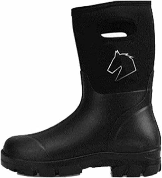 Master Rancher Work or Farm Boots Unisex Men's 12 Women's 14 Waterproof Heavy Duty Molded Rubber Sole for Rugged Terrain, Black