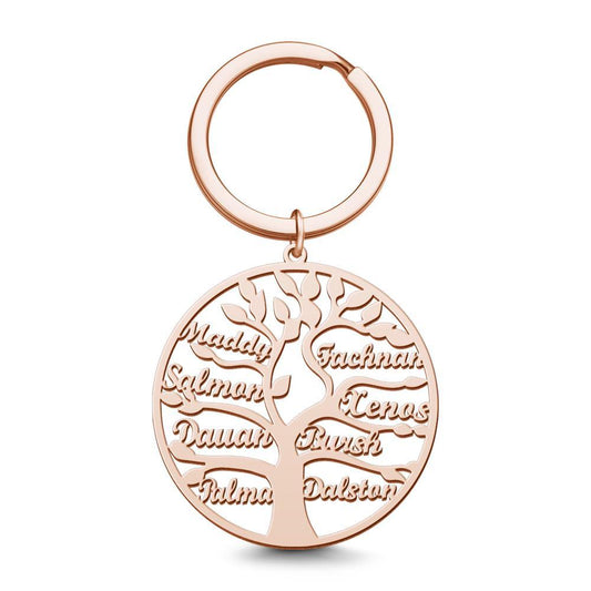 Name Keychain Family Tree Keychain Gifts for Mother Unique Design Rose Gold Plated 1-9 Names