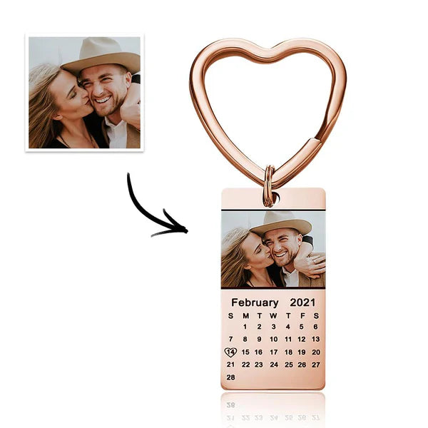 Customized Optional Photo Engraved Calendar Keychain Tag Keychain Perfect Gift For Special Day Best Gifts For Lovers