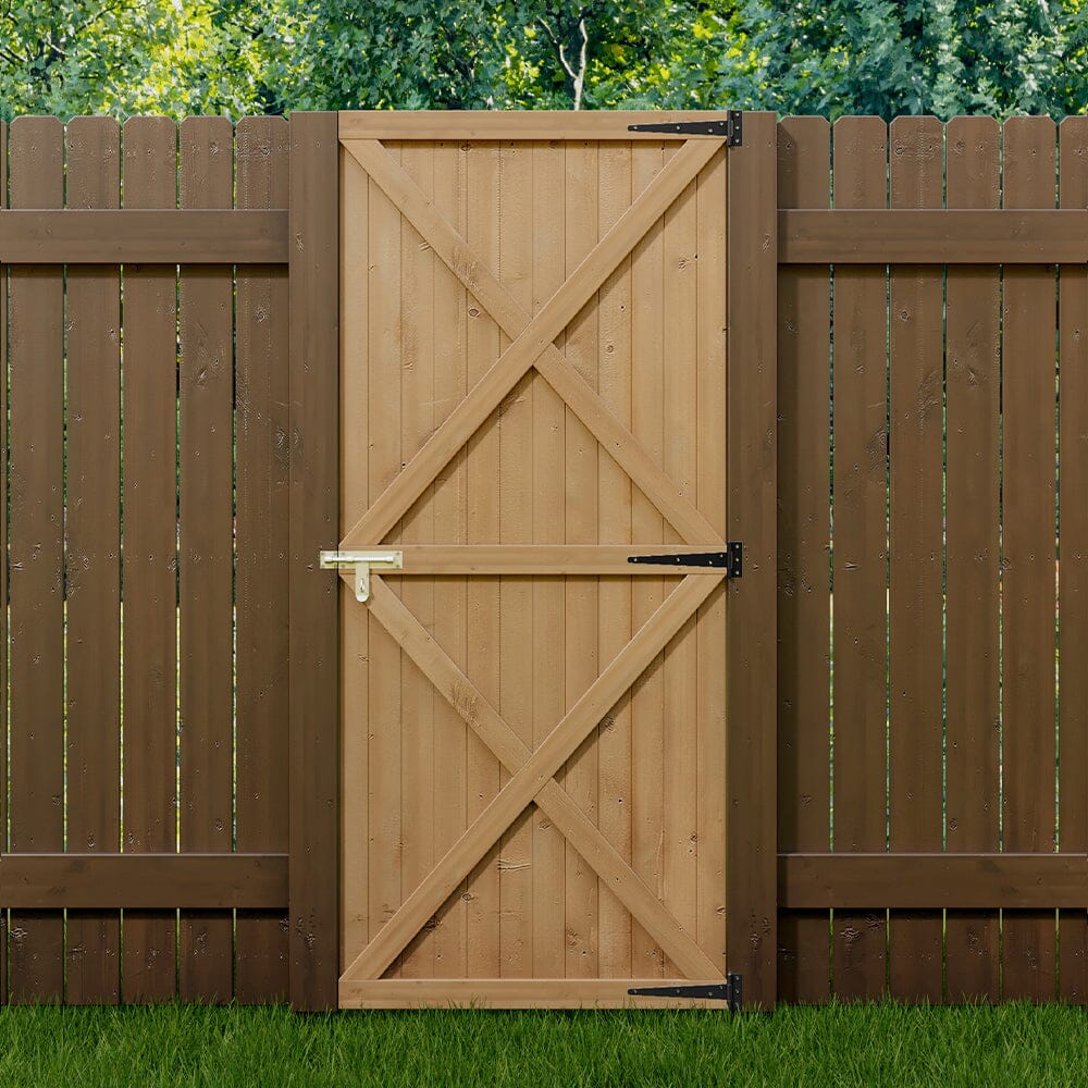 Garden Flat Top Pine Wood Gate Kit With Screw Kit Garden Gates Living and Home 79cm W X 183cm H