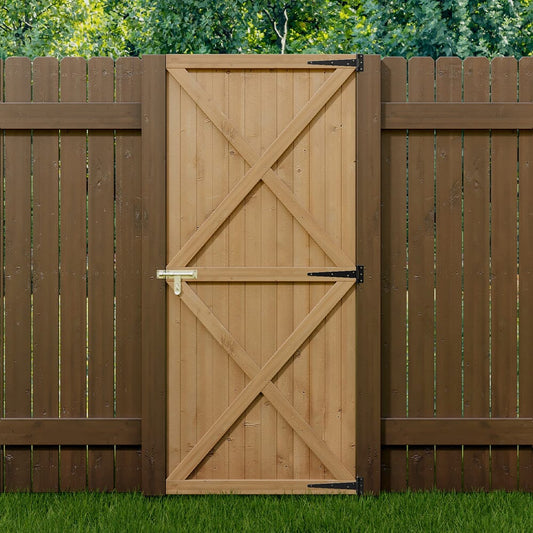 Garden Flat Top Pine Wood Gate Kit With Screw Kit Garden Gates Living and Home 79cm W X 183cm H
