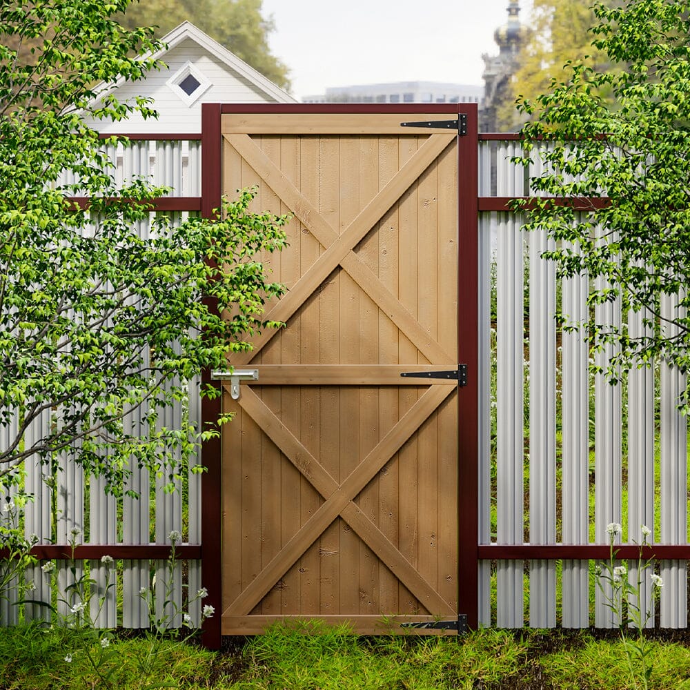 Garden Flat Top Pine Wood Gate Kit With Screw Kit Garden Gates Living and Home 85cm W X 183cm H