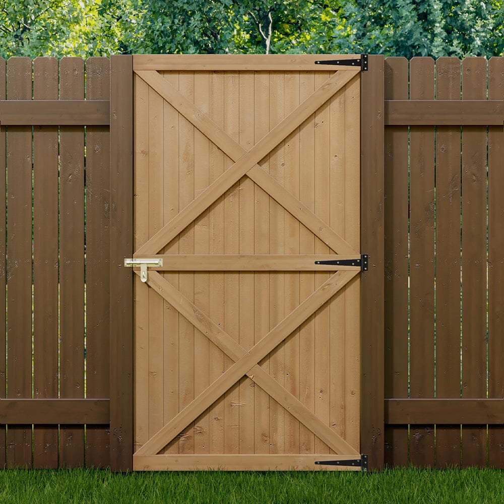 Garden Flat Top Pine Wood Gate Kit With Screw Kit Garden Gates Living and Home 100cm W X 183cm H