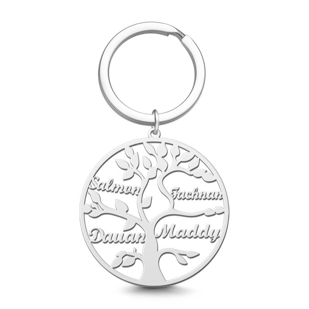 Name Keychain Family Tree of Life Keychain Gifts for Family Rose Gold Plated 1-9 Names