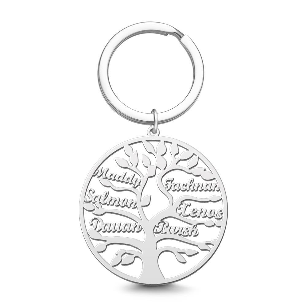 Name Keychain Family Tree of Life Keychain Gifts for Family Rose Gold Plated 1-9 Names