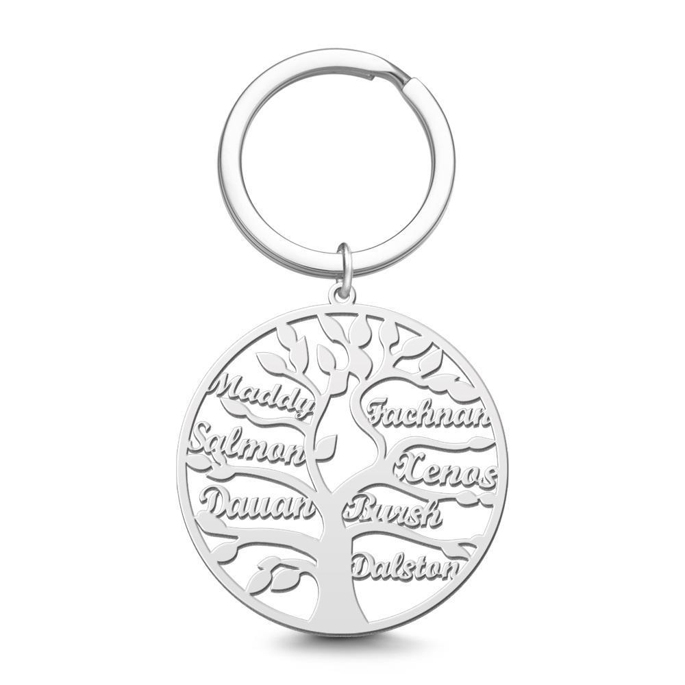 Name Keychain Family Tree Keychain Gifts for Mother Unique Design 14k Gold Plated 1-9 Names