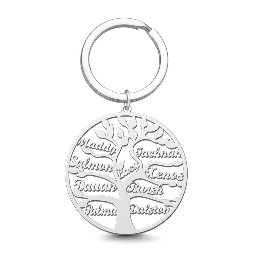 Name Keychain Family Tree Keychain Gifts for Women Rose Gold Plated 1-9 Names