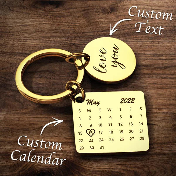 Customized Optional Photo Engraved Calendar Keychain Tag Keychain Perfect Gift For Special Day Best Gifts For Lovers