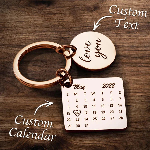 Customized Optional Photo Engraved Calendar Keychain Tag Keychain Perfect Gift For Special Day Best Gifts For Lovers