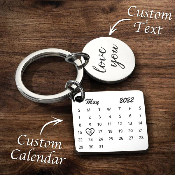Customized Optional Photo Engraved Calendar Keychain Tag Keychain Perfect Gift For Special Day Best Gifts For Lovers