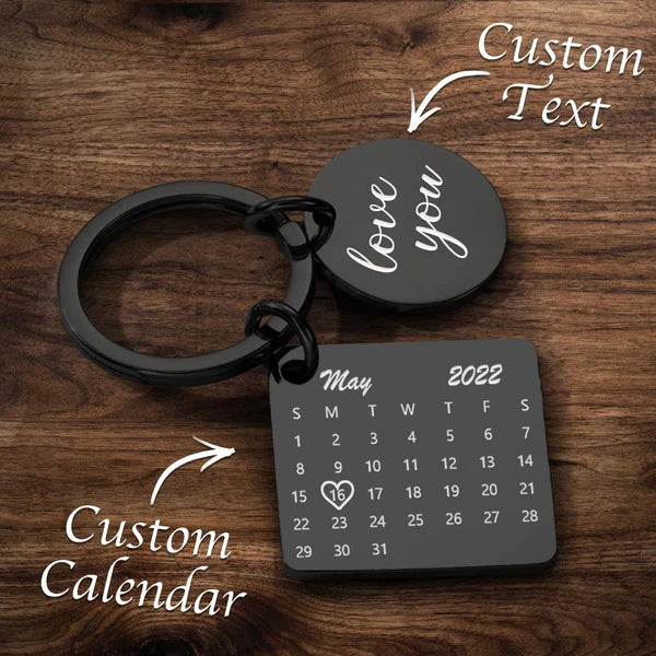 Customized Optional Photo Engraved Calendar Keychain Tag Keychain Perfect Gift For Special Day Best Gifts For Lovers