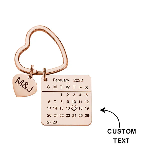 Customized Optional Photo Engraved Calendar Keychain Tag Keychain Perfect Gift For Special Day Best Gifts For Lovers