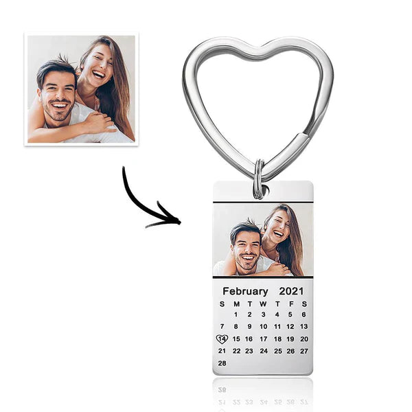 Customized Optional Photo Engraved Calendar Keychain Tag Keychain Perfect Gift For Special Day Best Gifts For Lovers