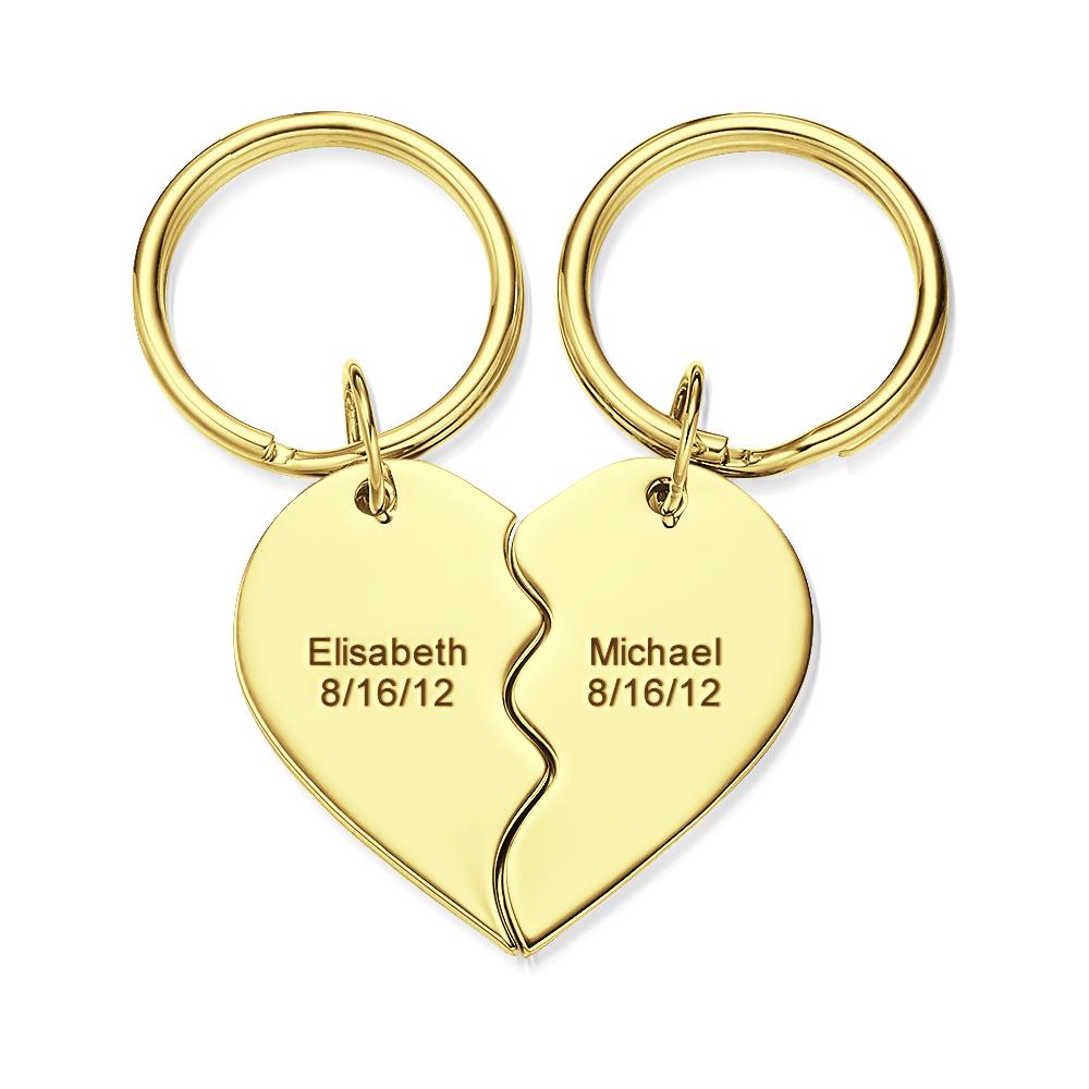 Custom Engraved Couple Keychains Heart Shape Keychains for Lovers