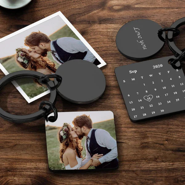 Customized Optional Photo Engraved Calendar Keychain Tag Keychain Perfect Gift For Special Day Best Gifts For Lovers