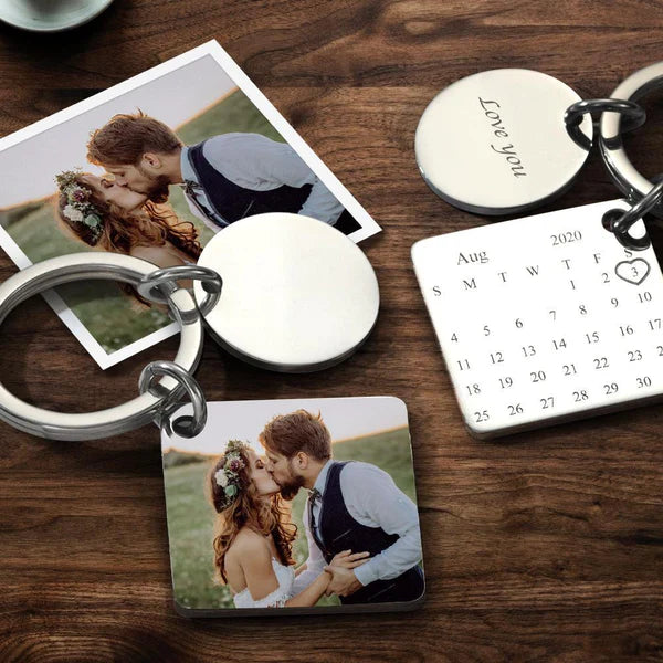 Customized Optional Photo Engraved Calendar Keychain Tag Keychain Perfect Gift For Special Day Best Gifts For Lovers