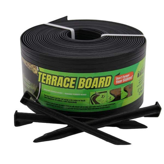 5" x 40' Terrace Board Lawn Edging with Stakes, Black