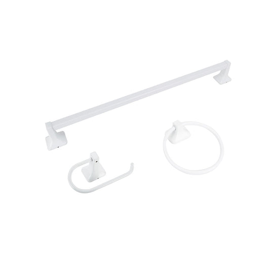 Boston Harbor 3603BW Manhattan Bath Hardware Set, White, 3 Pieces
