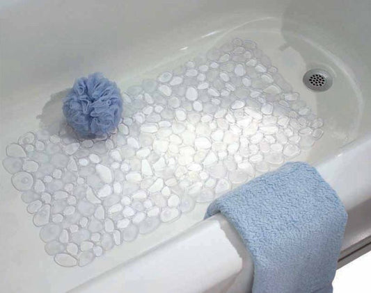 InterDesign 80010 Pebble Bath Mat, 26.5" x 12.75", Clear