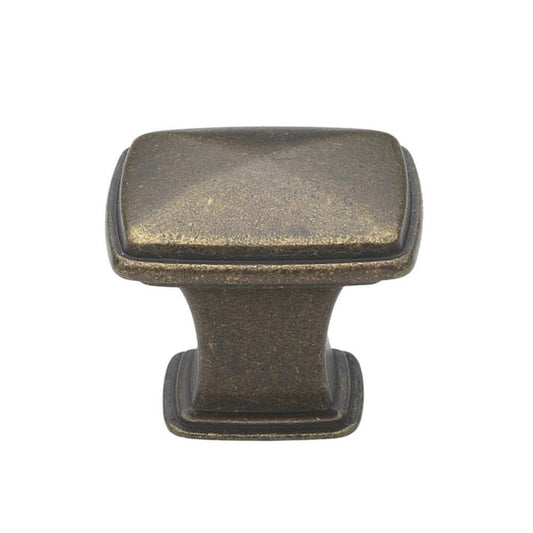 Antique Brass Finish Square Cabinet Knobs 10-Pack