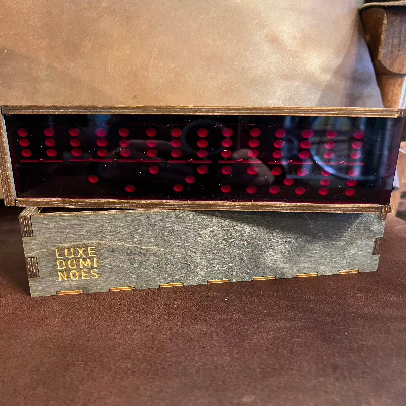 Luxe Dominoes El Woody Double 6 Domino Set - Red